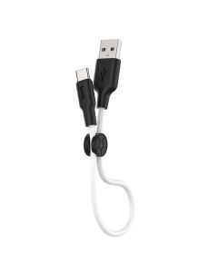 Кабель HOCO X21 Plus USB to Type-C 3A, 0.25m, silicone, silicone connectors, Black+White