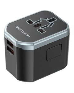 Зарядний пристрій Vention 3-Port USB (C + A + A) Universal Travel Adapter (20W/18W/18W) Black (FJCB0)