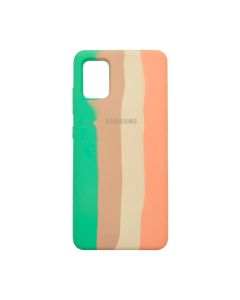 Чохол Silicone Cover Full Rainbow для Samsung A51-2019/A515 Green/Pink