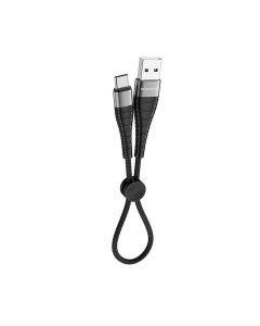 Кабель BOROFONE BX32 USB to Type-C 2.4A, 0.25m, nylon, aluminum+TPE connectors, Black