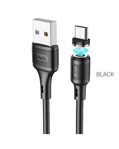 Кабель HOCO X52 USB to Micro 2.4A, 1m, PVC, PVC connectors, magnetic, Black