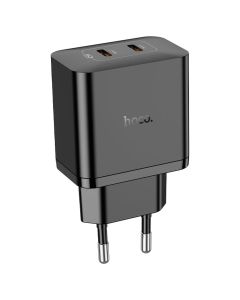 Мережевий зарядний пристрій HOCO N35 Streamer dual-port PD45W GaN (2C) charger(EU) Black
