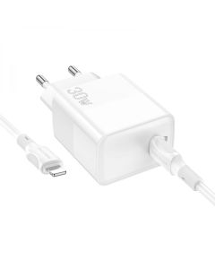 Мережевий зарядний пристрій BOROFONE BA77A Insightful single port PD30W charger set(C to iP) White