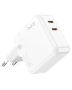 Мережевий зарядний пристрій HOCO C110A Lucky dual-port PD35W(2C) charger White