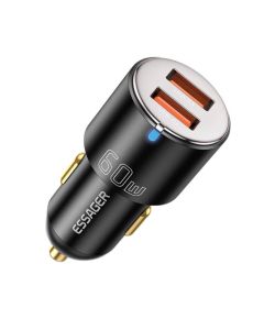 Автомобільний зарядний пристрій Essager City Dual Type-C + USB-A Car Charger 60W  black (ECC2C1A-FF01)