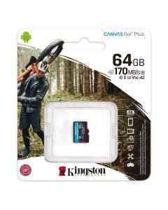 microSDXC (UHS-1 U3) Kingston Canvas Go Plus 64Gb class 10 A2 V30 (R170MB/s, W70MB/s)