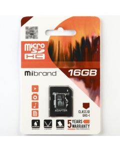 microSDHC (UHS-1) Mibrand 16Gb class 10 (adapter SD)