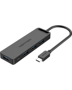 USB-хаб Vention Type-C to 4-Port USB 3.0 Hub with Power Supply Black 0.5M ABS Type