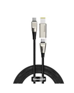 Кабель Baseus Flash Series One-for-Two with Square Head Type-C to C+DC 100W 2m Black