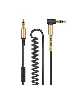 Аудiокабель HOCO UPA02 AUX Spring Audio cable (with Mic) Black