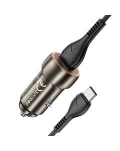 Автомобільний зарядний пристрій HOCO Z46 Blue shield single port QC3.0 18W (Type-C) Metal Gray