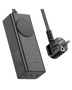 Мережевий зарядний пристрій HOCO NS4 Sharp PD65W(2C1A) desktop socket(EU/GER) Black