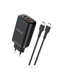 Мережевий зарядний пристрій CHAROME C30 PD65W GaN (2*USB-C+USB-A) Charger Set (Type-C to Type-C) Black