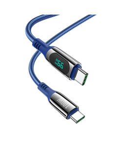 Кабель HOCO S51 Type-C to Type-C 100W, 1.2m, nylon, zinc+TPE connectors, Blue