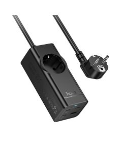 Мережевий подовжувач HOCO NS9 Wisdom 1-position (PD67W/3C1A) desktop socket (EU/GER) Black