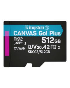 Карта пам'яті microSDXC (UHS-1 U3) Kingston Canvas Go Plus 512Gb class 10 A2 V30 (R170MB/s, W90MB/s)