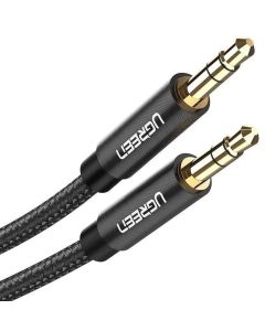 Аудіо кабель UGREEN AV112 3.5mm Male to 3.5mm Male Cable Gold Plated Metal Case with Braid 1m (Black)(UGR-50361)