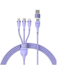 Кабель Baseus Flash Series Ⅱ Two-for-three Charging Cable U+C to M+L+C 100W 1.2m Purple