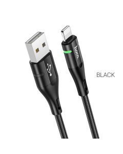 Кабель HOCO U93 USB to iP 2.4A, 1.2m, nylon, aluminum connectors, light indicator, Black