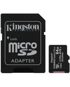 Карта пам'яті microSDXC (UHS-1) Kingston Canvas Select Plus 64Gb class 10 А1 (R-100MB/s) (adapter SD)