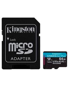 Карта пам'яті microSDXC (UHS-1 U3) Kingston Canvas Go Plus 64Gb class 10 A2 V30 (R170MB/s, W70MB/s) (adapter SD)