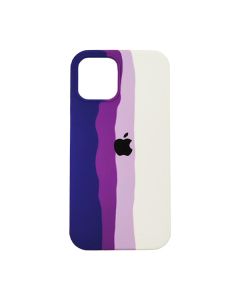 Чохол Silicone Cover Full Rainbow для iPhone 12/12 Pro Dark Violet/White