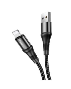 Кабель HOCO X50 USB to iP 2.4A, 1m, nylon, aluminum connectors, Black