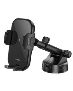 Автотримач для телефона з БЗП HOCO HW5 Journey wireless fast charging car holder(center console) Black