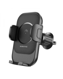 Тримач для мобільного з БЗП BOROFONE BH204 Blue Charm wireless fast charging car holder(air outlet) Black