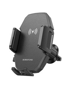 Тримач для мобiльного з БЗП BOROFONE BH213 Adelante wireless fast charging car holder(air outlet) Black