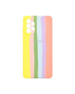 Чохол Silicone Cover Full Rainbow для Samsung A72-2021/A725 Yellow/Pink with Camera Lens