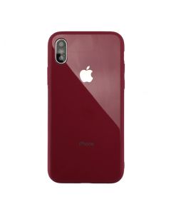 Чехол накладка Glass TPU Case для iPhone XS Max Rose Red