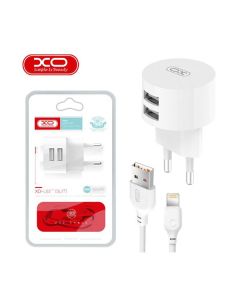 СЗУ XO L62 2USB 2.4A + Lightning Cable White