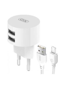 СЗУ XO L62 2USB 2.4A + Micro USB Cable White