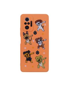 Чехол Original Soft Touch Case for Xiaomi Redmi Note 10 Pro/Note 10 Pro Max Orange Dogs with Camera Lens