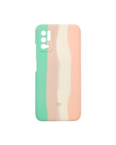 Чохол Silicone Cover Full Rainbow для Xiaomi Poco M3 Pro/Note 10 5G Green/Pink with Camera Lens