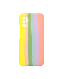 Чохол Silicone Cover Full Rainbow для Xiaomi Poco M3 Pro/Note 10 5G Yellow/Pink with Camera Lens