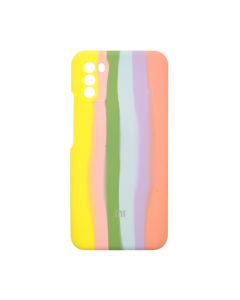 Чохол Silicone Cover Full Rainbow для Xiaomi Poco M3 Yellow/Pink with Camera Lens