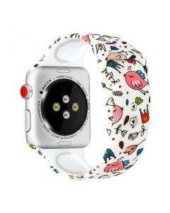 Ремешок для Apple Watch 38mm/40mm Silicone Watch Band White Birds