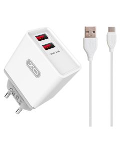 СЗУ XO L31 2USB 2A + Type-C Cable White