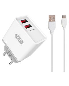 СЗУ XO L31 2USB 2A + Type-C Cable White