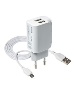 МЗП XO L35D 2USB 2.1A + Micro USB Cable White