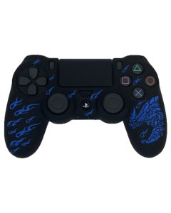 Силиконовый чехол для джойстика Sony PlayStation PS4 Type 1 Black with Dragon Blue тех.пак