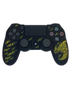 Силиконовый чехол для джойстика Sony PlayStation PS4 Type 1 Black with Dragon Yellow тех.пак