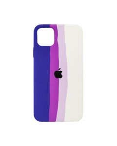 Чехол Silicone Cover Full Rainbow для iPhone 11 Dark Violet/White