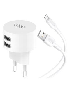 СЗУ XO L62 2USB 2.4A + Micro USB White
