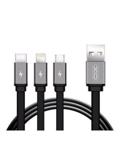 Кабель XO NB18 3in1 Lightning+Micro USB+Type-C 1m 2.4A Black