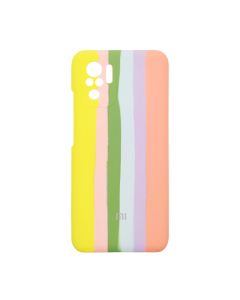 Чохол Silicone Cover Full Rainbow для Xiaomi Redmi Note10 Yellow/Pink with Camera Lens