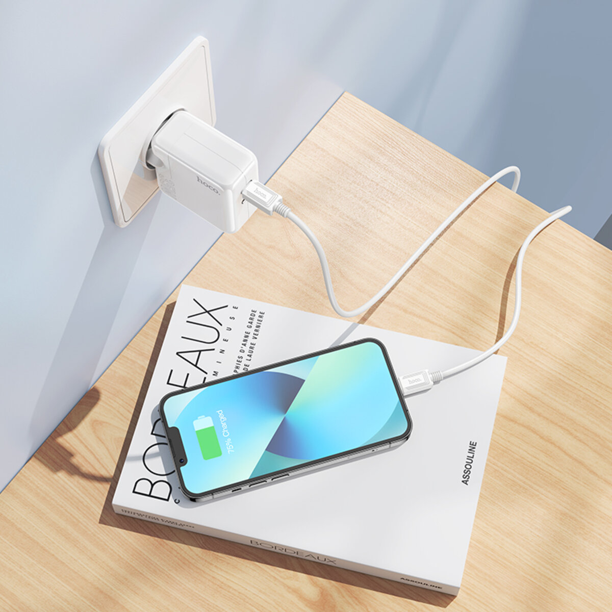 Мережевий зарядний пристрій HOCO C110A Lucky dual-port PD35W(2C) charger White