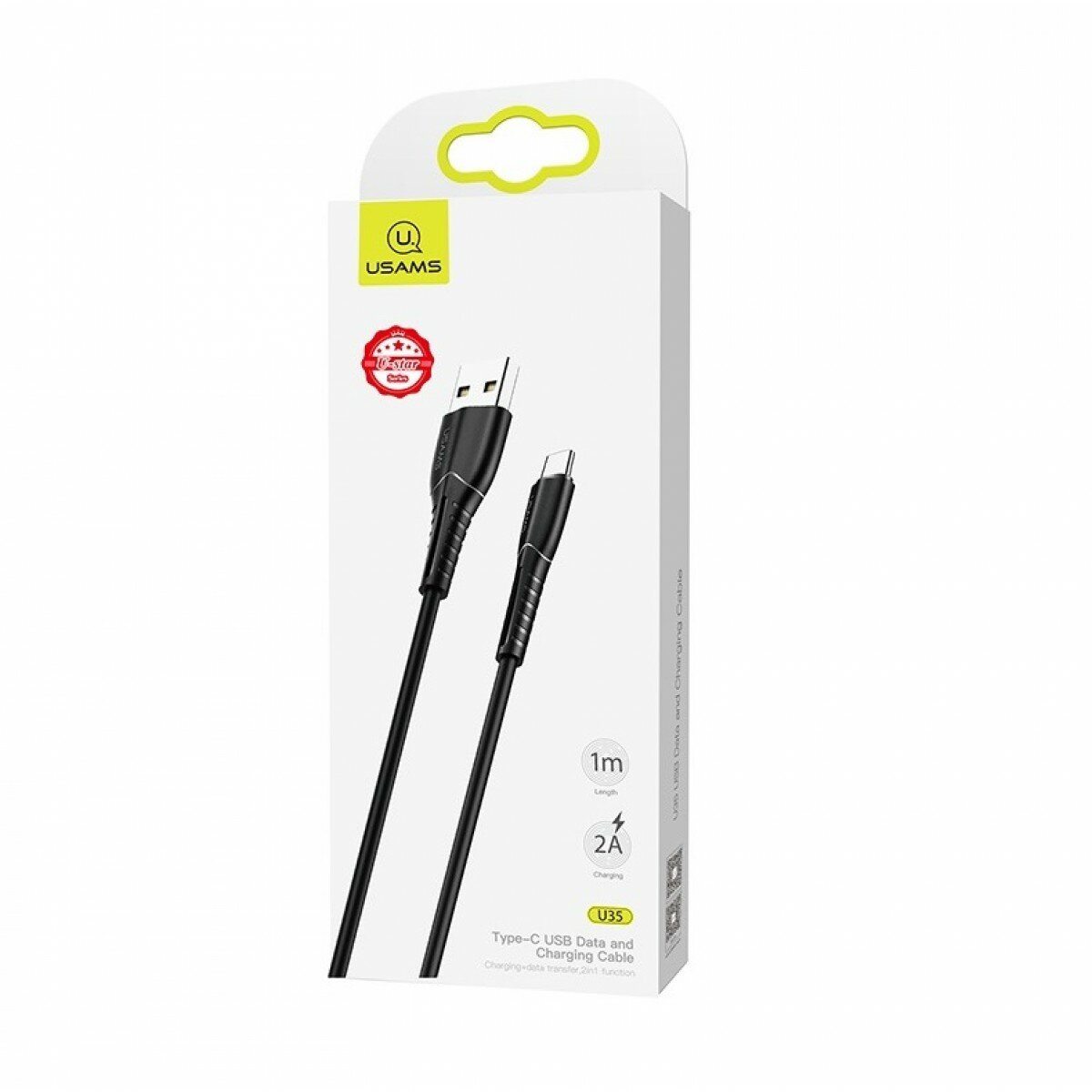 Кабель Usams US-SJ366 U35 Type-C Charging Cable 1M Black